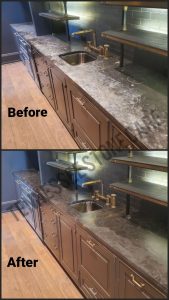 Marble bar top before and after